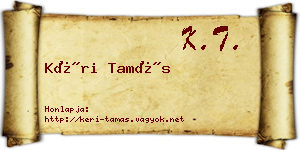 Kéri Tamás névjegykártya
